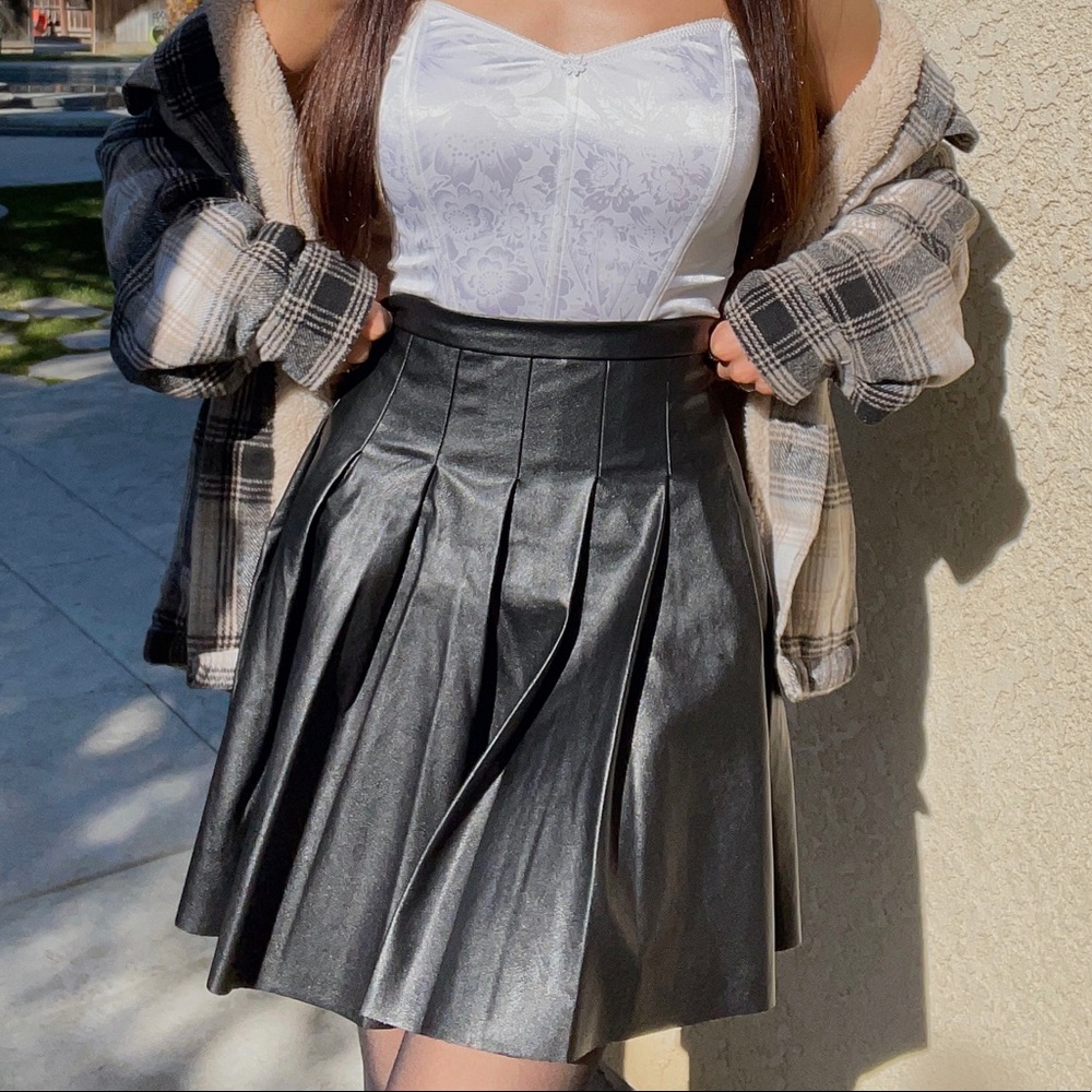 NEW Pleated Leather Skirt